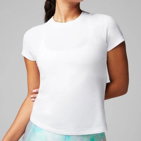 Fabletics Women's 100% Cotton Crewneck Tee in White Size L - NWT in packaging - Picture 1 of 4